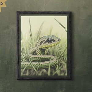 Snake Digital Wall Art Print for Bedroom, Green Snake Print Nursery, Wall Art Home Decor, Printable Snake Digital Poster Wall Decor