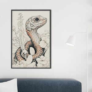 Snake Printable Bedroom Wall Art, Snake Digital Print Art Home Decor, Reptile Snake, Sketch Print Digital Download Bathroom Art, Boys Room