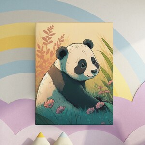 Panda Wall Art Nursery Decor, Cute Panda Bear Printable Art for Kids Room, Panda Playroom Wall Print, Panda Lover Art, Happy Panda Download