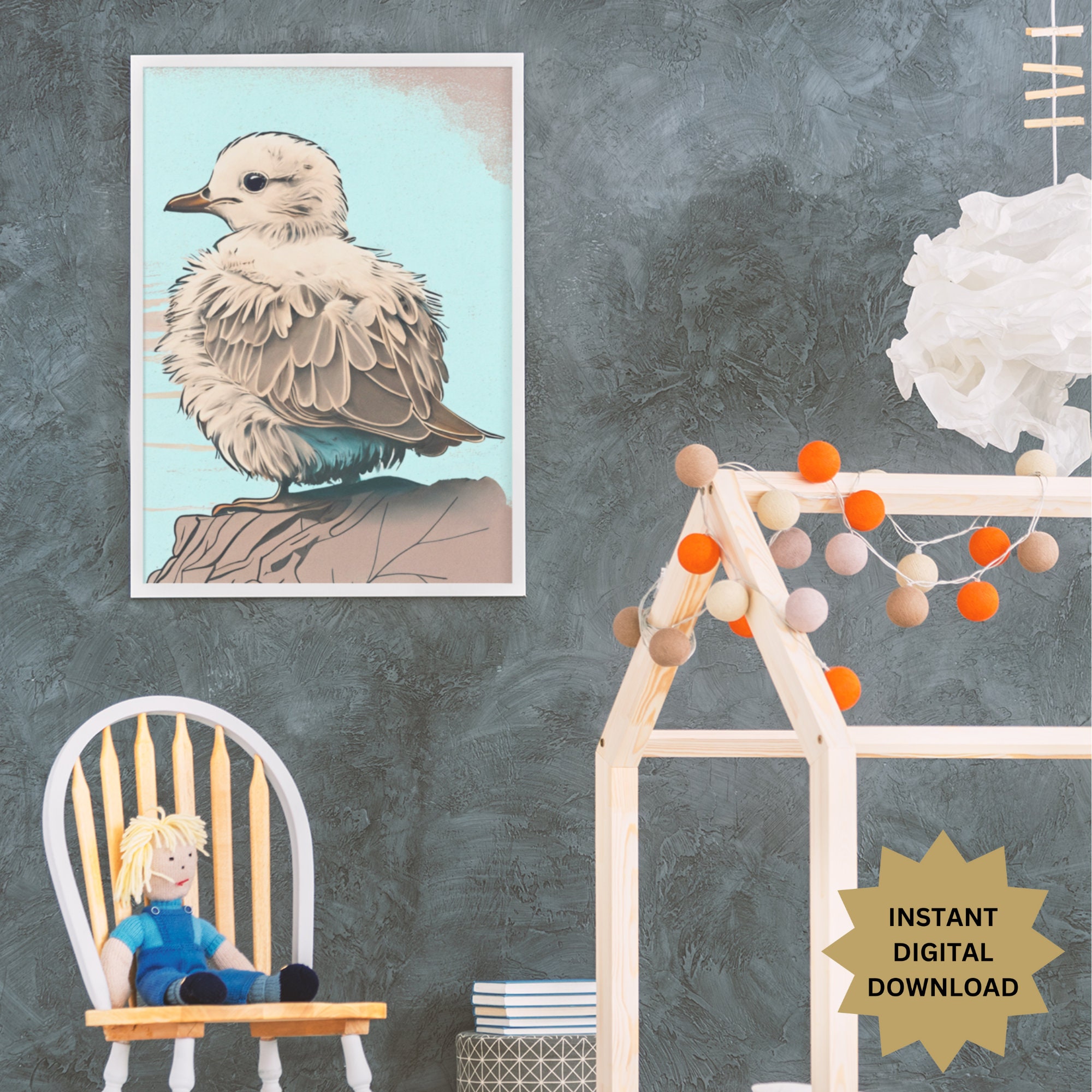 Seagull Printable Wall Art, Beach House Bird Decor, Seagull Cottage ...