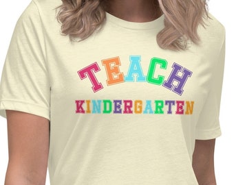 Kindergarten Teacher T-Shirt, Relaxed Fit Rainbow Tee