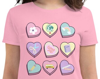 Lärare Alla hjärtans dag T-shirt, konversationshjärta grafisk T-shirt