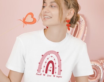 Teacher Valentines Day Shirt, Teach Love Inspire, Educator Tee