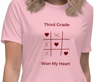 Third Grade Won My Heart Teacher Shirt, Valentine's Day Tee