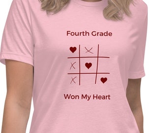 Fourth Grade Won My Heart Teacher Shirt, Valentine's Day Tee