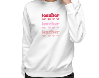 Valentine's Day Teacher Heart Sweatshirt, Trendy Graphic Tee