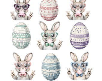 Cute Easter Bunny Graphic, Seasonal Print (Digital File)