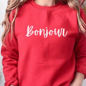 Bonjour Sweatshirt French Sweatshirt Gift for Her Hello French Sweater
