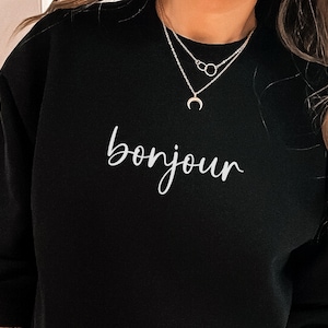 Bonjour Sweatshirt French Sweatshirt Gift for Her French Sweater
