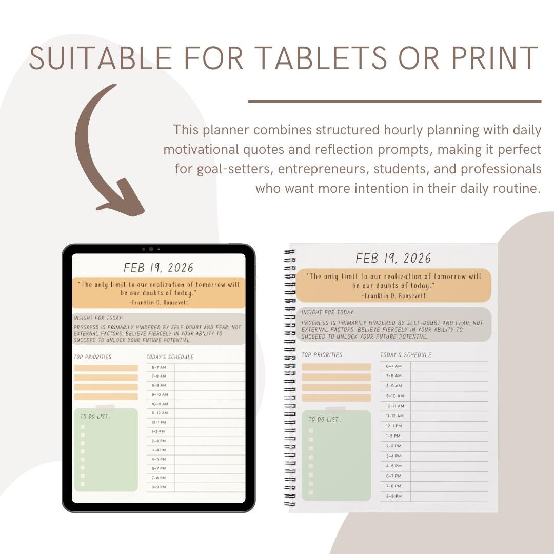 2026 Daily Planner Printable PDF | Hourly Daily Planner 6AM–9PM ...