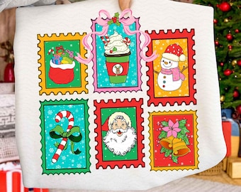 Timbri natalizi preppy png, maglietta natalizia retrò png, Babbo Natale vintage png, civetta di buon Natale png, sublimazione allegra e luminosa