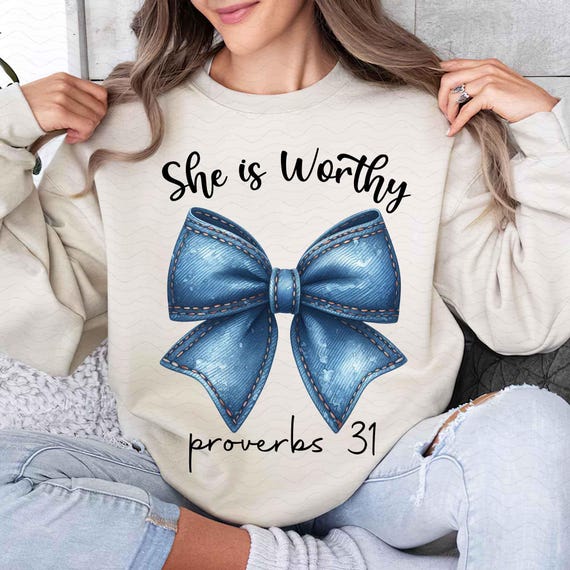 She is Worthy Bow Women's Christian Shirts She is Worthy Bow Women's Christian Shirts