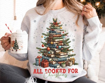 All Booked for Christmas Png, Christmas Books Png, Book Lovers Png, Christmas Teacher Png, Librarian Gift Png,Gift for Teachers,Bookish Png