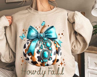 Howdy Fall Western Pumpkin Png Sublimation, Fall Cowhide Pumpkin, Fall Png, Western Pumpkin Png, Coquette Bow Pumpkin, Fall T-shirt Design