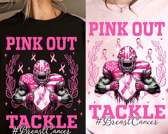 Breast Cancer Png, Football Pink out Png, Tackle Cancer Png, in October We Wear Pink Png, Sport Breast Cancer Shirt Design, Pink Ribbon Png