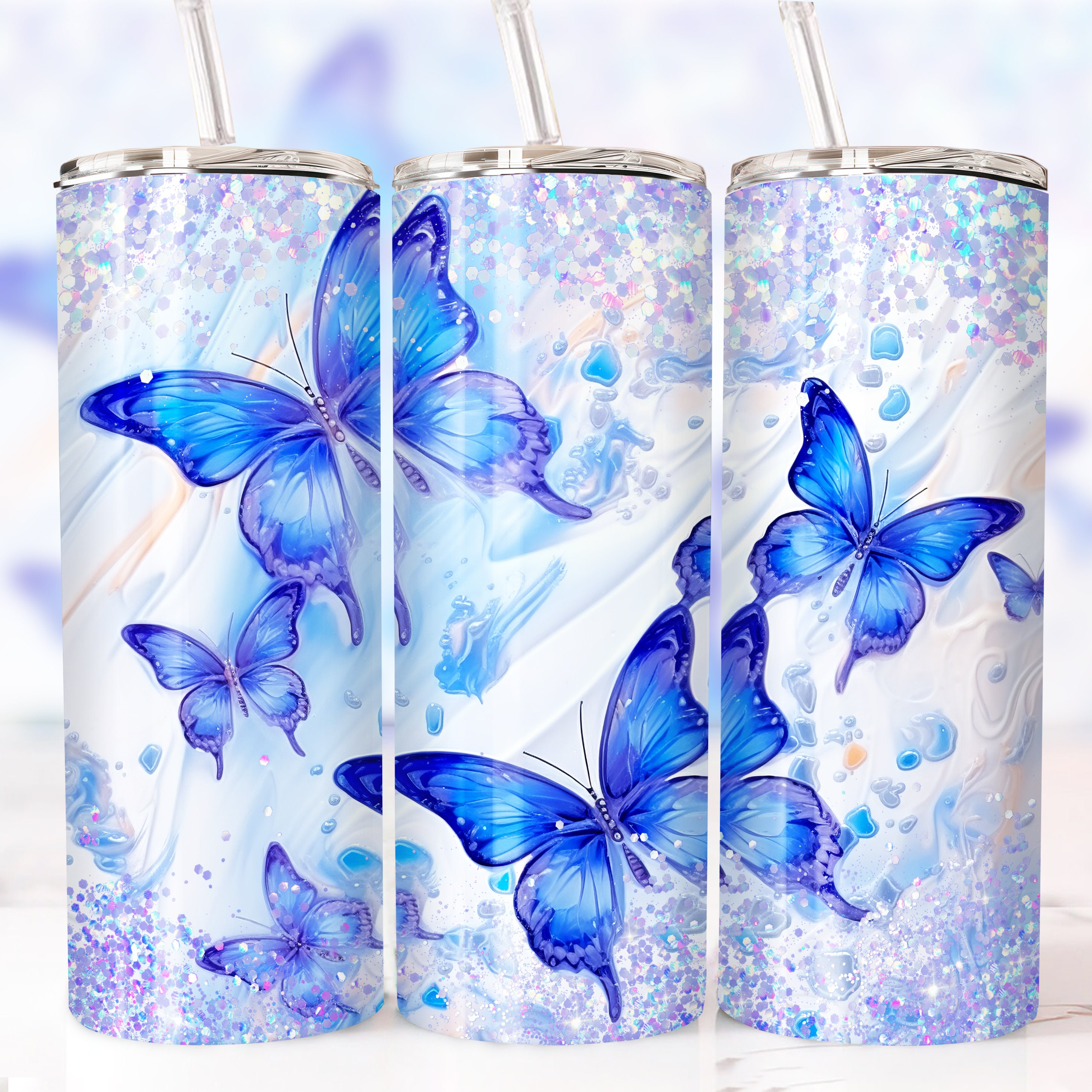 Butterfly Sublimation Designs 20oz Skinny Tumbler Wrap Design PNG, Butterfly Tumbler Png, Straight&Tapered Tumbler Design Butterfly Theme