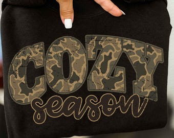 Cozy Season Camo Western PNG, Retro Camo Country Distressed Varsity Cowboy, Camouflage Sublimation Design For Shirt Png, Camo Cozy Season