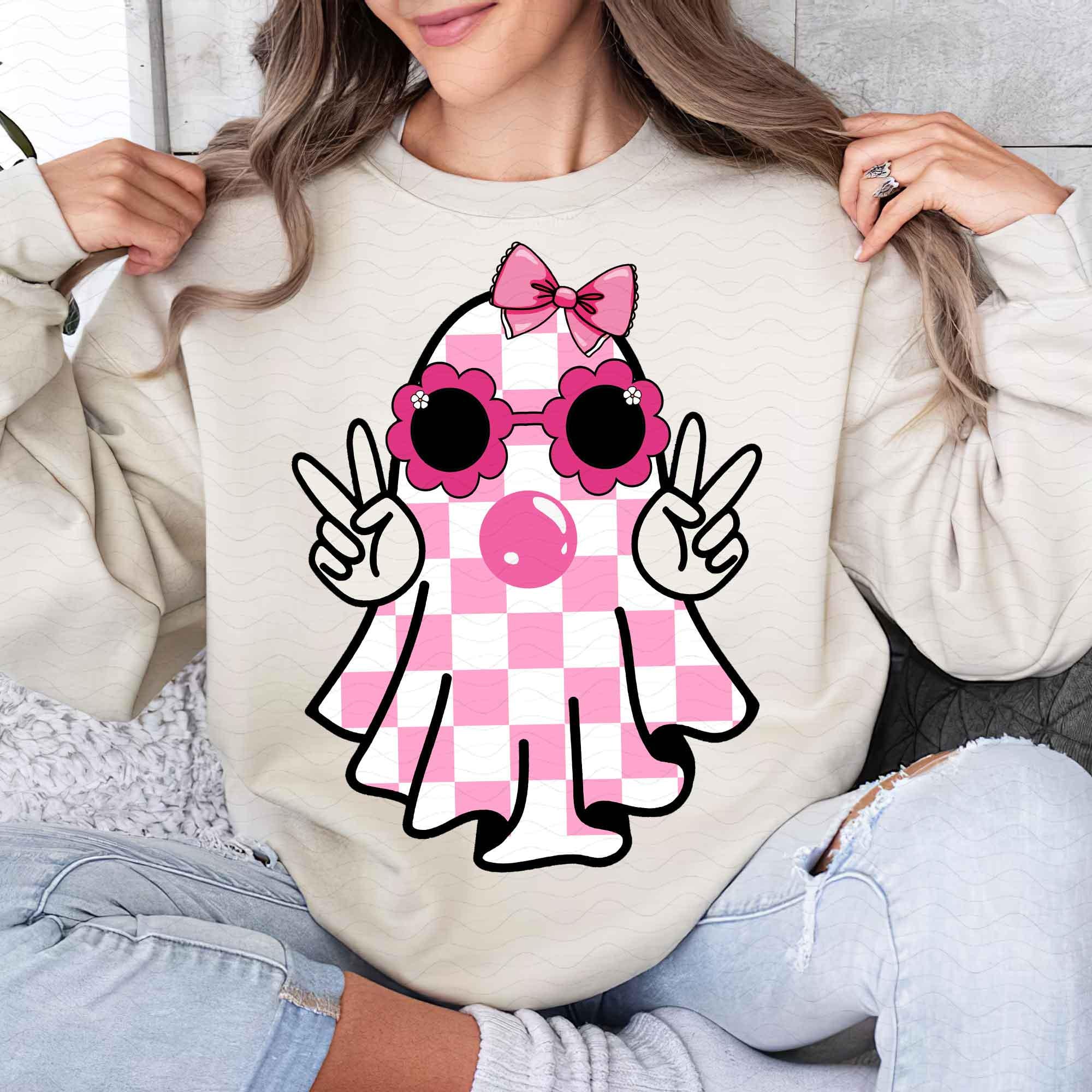Cute Girly Ghost Blowing Bubble PNG Cute Ghost Fall Shirt Sublimation ...
