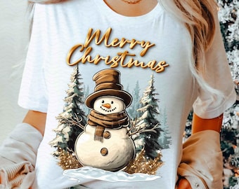 Christmas Png, Snowman Png, Merry Christmas Digital Design, Winter Snowman Png, Snowy Winter Png, Glittery Adorable Snowman DTF Sublimation