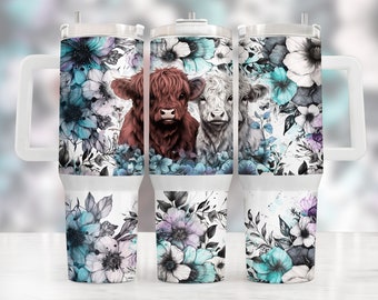 40Oz Quencher Wrap Baby Highland Cow, Sublimation Design Templates, 40Oz Png Digital Download. Clip Art Download, 40Oz Tumbler With Handle