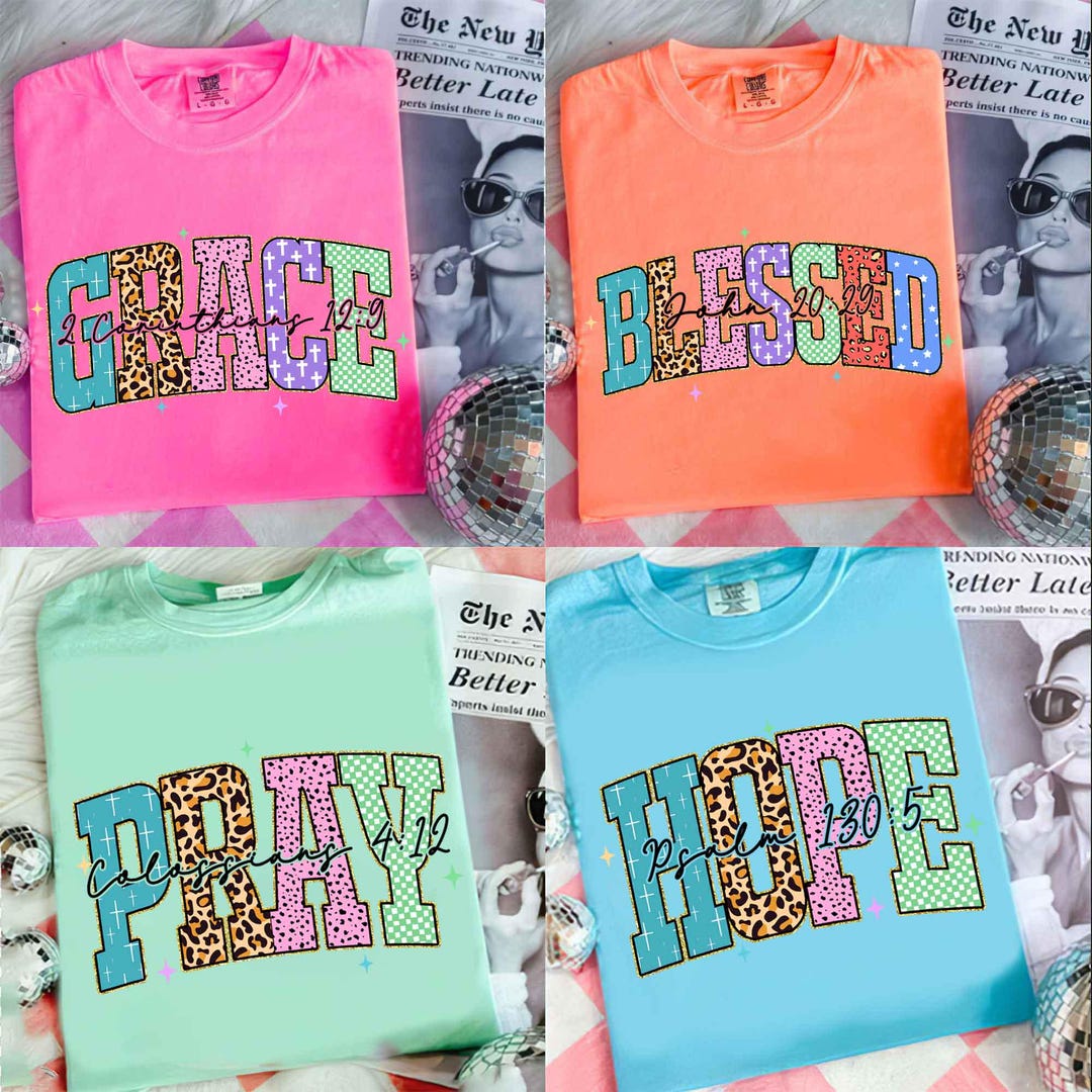 Leopard Bible Bundle Neon Png, Pray Hope Blessed Design, Checkered ...