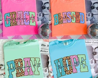 Leopard Bible Bundle Neon Png, Pray Hope Blessed Design, Checkered Jesus Png, Jesus Christian Sublimation, Bible Verse Design Download