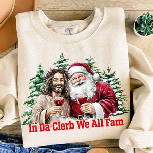 Em Da Clerb Nós Todos Fam png, Natal Groovy png, Árvore de Natal Png, Engraçado Natal Papai Noel e Jesus Png, Natal Bebendo Png, Presente de Natal