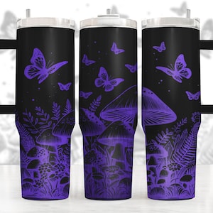 Mushroom Laser Engraved full Wrap Design For 40oz Tumbler, Mushroom SVG Laser File, plant Tumbler Wrap For Laser Rotary Machine, Seamless