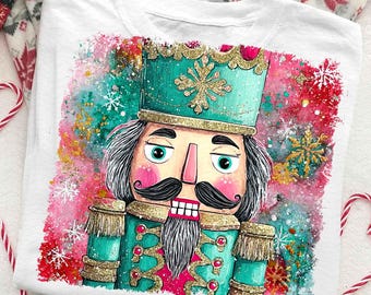 Adrette Aquarell Nussknacker Weihnachten Png, Glitzer Weihnachtsmann Design, Kokette Weihnachten Pinselstrich Png Design, Frohe Weihnachten Png
