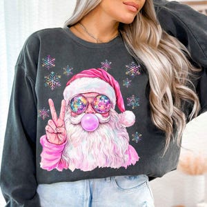 Retro Santa Christmas Blowing Bubble PNG, Funny Santa With Sunglasses Xmas, Vintage Merry Christmas PNG, Holiday Sublimation Digital
