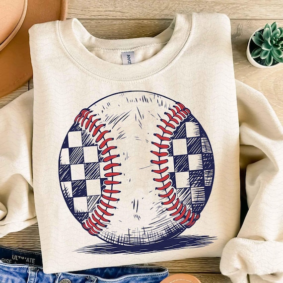 Checkered Baseball Png, Retro Baseball Shirt Png Sublimation Designs, Distressed Hand Drawn Baseball Clipart Digital File Instant Download
