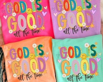 Preppy God is Good all the time Glitter Doodle PNG, Religious PNG, Trendy Png, Neon Smiley Png, Millennial Png, Hand Lettered Png