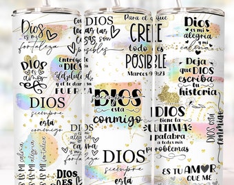 Citations motivantes de la Bible espagnole 20 oz verres maigres sublimation designs, emballage de gobelet png, bricolage, cadeau chrétien pour elle