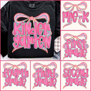 Preppy Back to School PNG Bundle, Teacher Coquette First Day of School Shirt Design, Girly Pink Bow Sublimation, Pre-k 1st/2nd/3rd/4th Grade