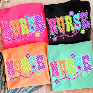 Neon Checkered NURSE PNG, Nurse Neon Distressed Png, Everyday Png, Custom Preppy Nurse Design, Nurse Life Png , Hand Drawn,Colorful