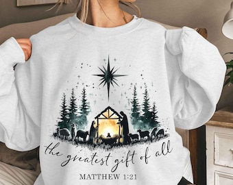 Christian Christmas Png, Religious Christmas, Jesus Christmas Png, Nativity Scene Png, Boho Jesus Png, The Greatest Gift of All Png