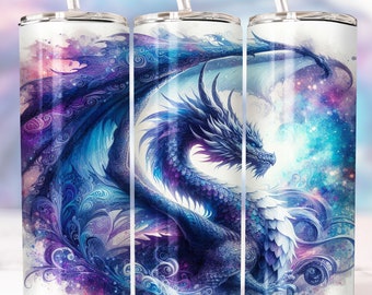 Envoltura de vaso de dragón negro, diseño de vaso de sublimación flaco de 20 oz, diseño de sublimación de dragón png, descargas de png de vaso de fantasía vibrante