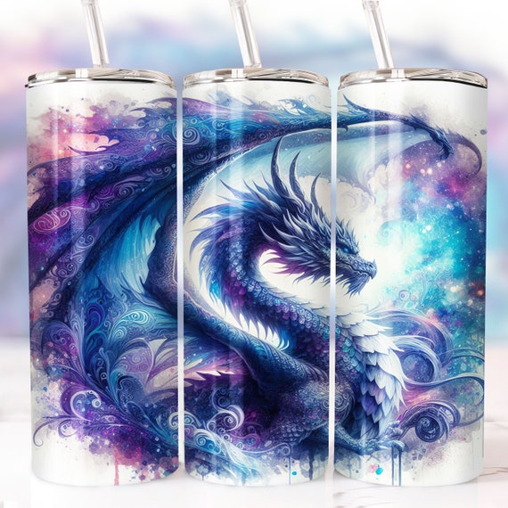 Black Dragon Tumbler Wrap, 20oz Skinny Sublimation Tumbler Design, Dragon Sublimation Design Png, Vibrant Fantasy Tumbler Png Downloads