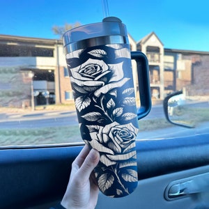 Rose Laser Engraved Full Wrap Design for 40 Oz Tumbler, Rose SVG Laser ...
