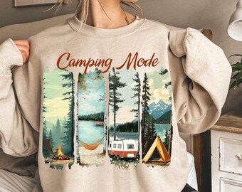 Modo camping PNG, verano retro PNG, aventura familiar, diseño de sublimación, pincelada, aire libre, diseño de camiseta de camping, camping vintage