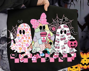 Trendy Preppy Whimsical Floral Leopard Pumpkin Ghost PNG, Halloween Girly Ghost, Coquette Grandmillenial Ghosts PNG, Ditsy Flower Fall Png