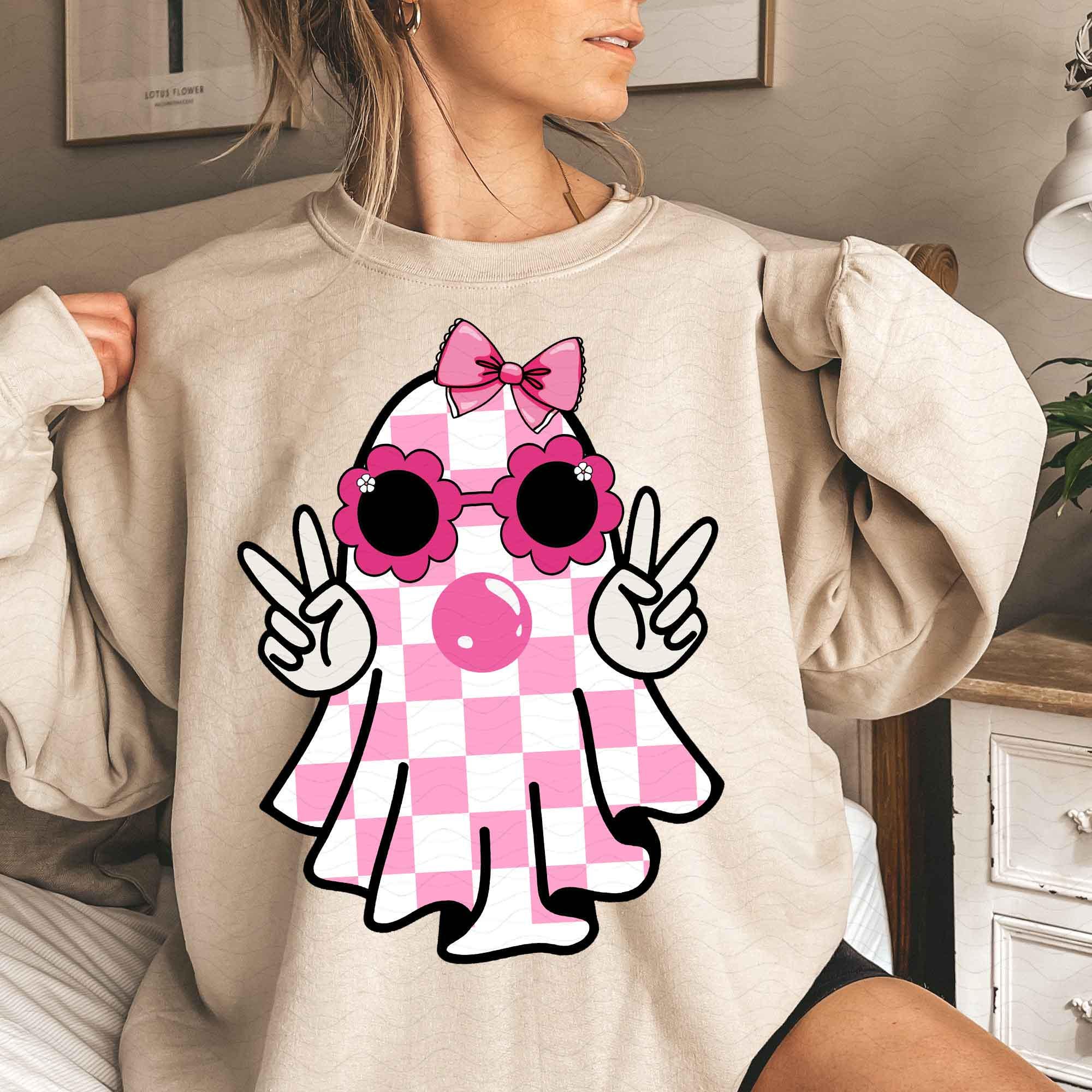 Cute Girly Ghost Blowing Bubble PNG Cute Ghost Fall Shirt Sublimation ...