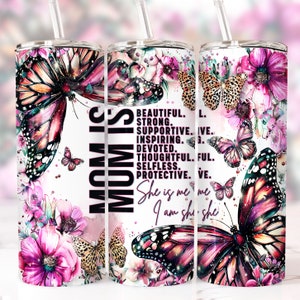 Mother&#39;s Day Tumbler Wrap, 20oz Skinny Sublimation Tumbler Design, Butterfly Mom Sublimation Design, Watercolor Tumbler For Mom Png Wrap