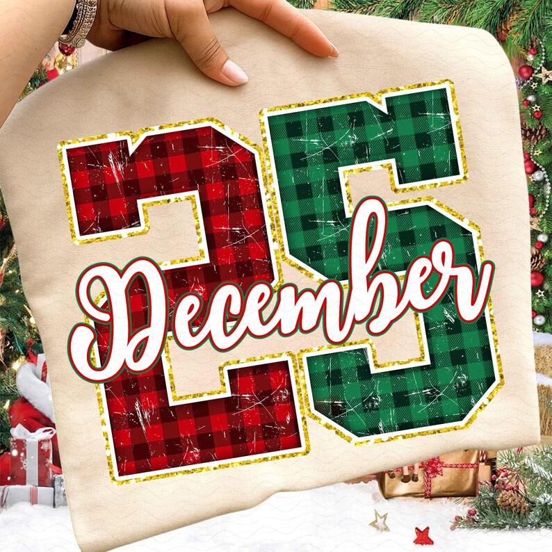 Dec 25 Lettering December 25 Png, Checkered Red Letters Png, Distressed Merry Christmas ...