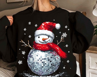 Christmas Disco Snowman Png, Winter Snowman Png, Christmas Girly Png, Christmas Season Png, Kid Christmas, Glitter Christmas Snowman Png
