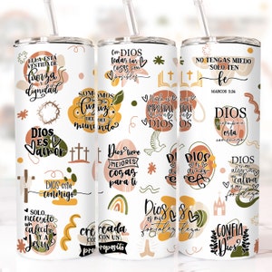 SPANISH Bible Motivational Quotes 20oz Skinny Tumbler Sublimation Designs, Tumbler Wrap Png, Do it Yourself, Christian Gift for Her