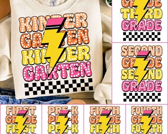 Retro Back to School Png Bundle, Team Grade Png, Retro Teacher png, Bright Dalmatian Dots, Dream Team, Kindergarten 1st/2nd/3rd Grade