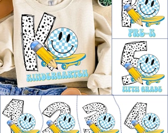 Back to School For Boys Bundle, Kindergarten, Pre K PNG, First Day Of School, School Png, Retro PNG, First/ Second/ Third Grade Design