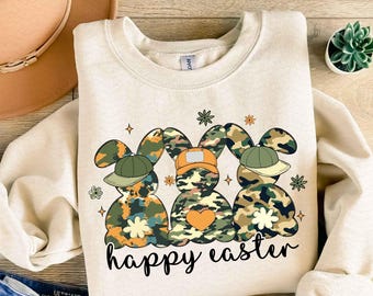 Happy Easter Png, Egg Hunter Bunny Png, Boy Bunny With Backwards Cap Png, Camo Easter Bunny Png, Kids Easter Doodle, Boy Camo Easter Png
