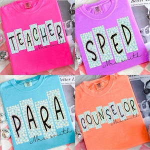 School Occupation PNG Bundle, Back to School Teacher Sped Para Counselor, Preppy First Day of School Daisy Floral Girly Png, Drawn